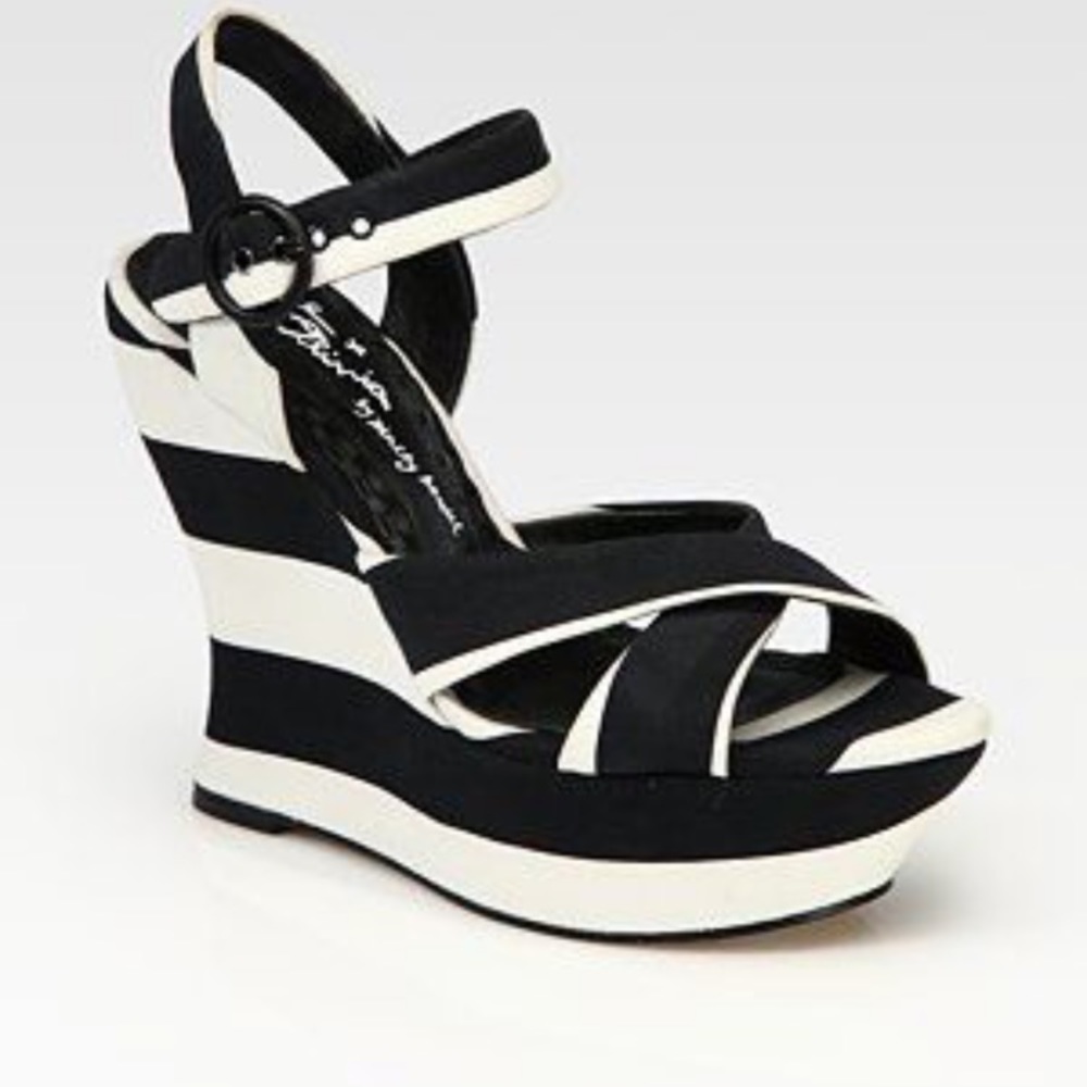 Alice+Olivia striped Juliet wedge